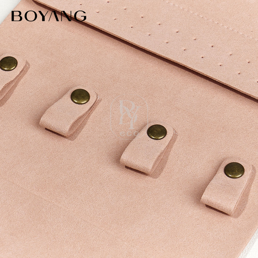 Boyang Custom Logo Luxury Microfiber Travel Jewelry Organizer Case Roll Foldable Portable Jewelry Storage Pouch