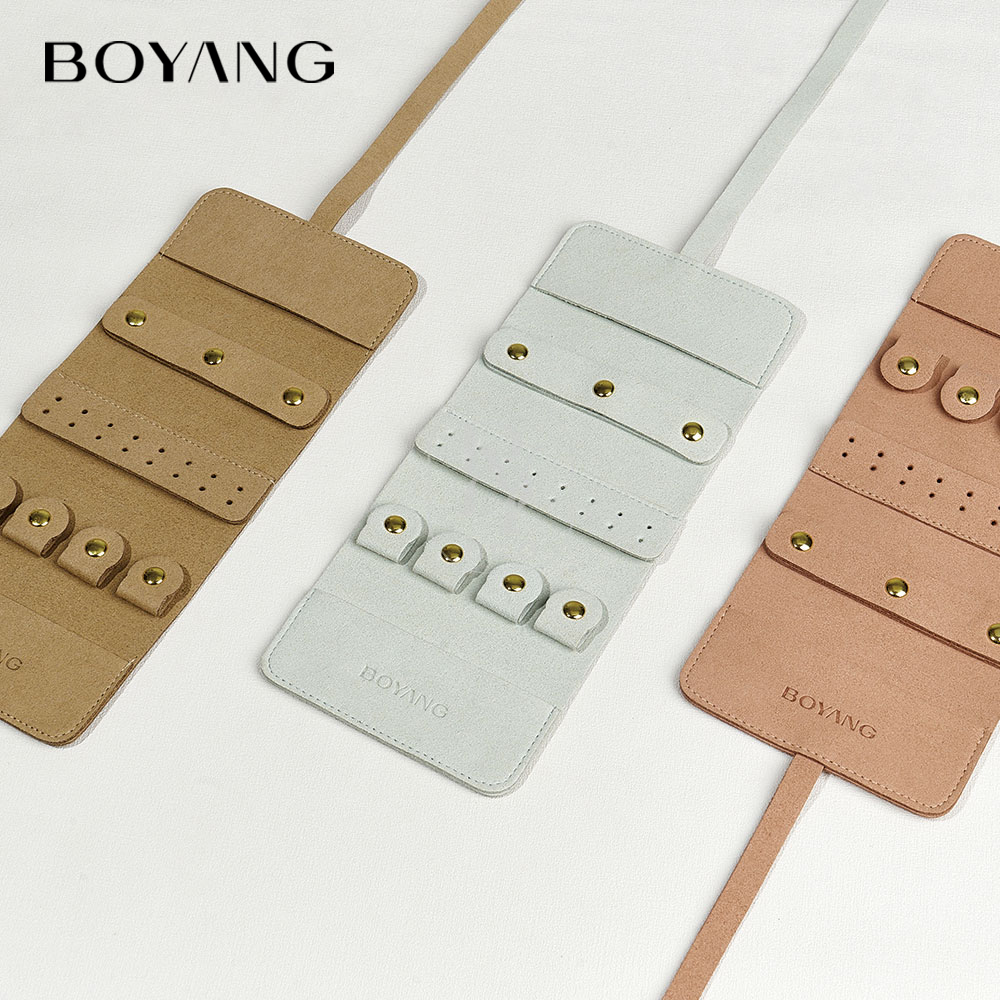 Boyang Custom Microfiber Jewelry Organizer Travel Roll Bag Jewelry Pouch