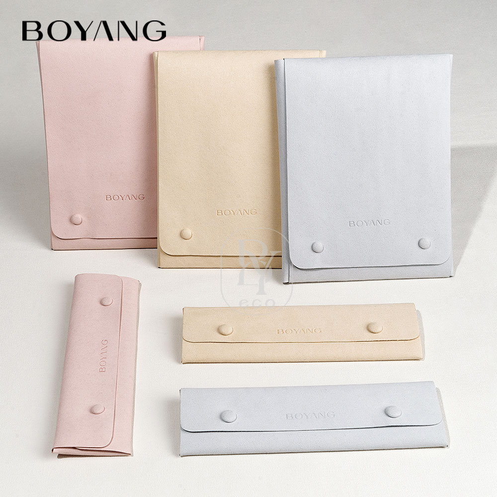 Boyang Custom Logo Luxury Microfiber Necklace Earring Ring Storage Bag Jewelry Organizer Pouch
