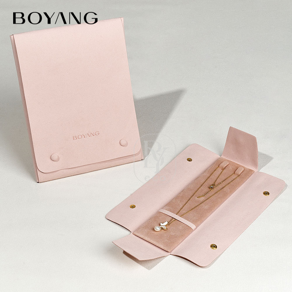 Boyang Custom Logo Luxury Microfiber Necklace Earring Ring Storage Bag Jewelry Organizer Pouch