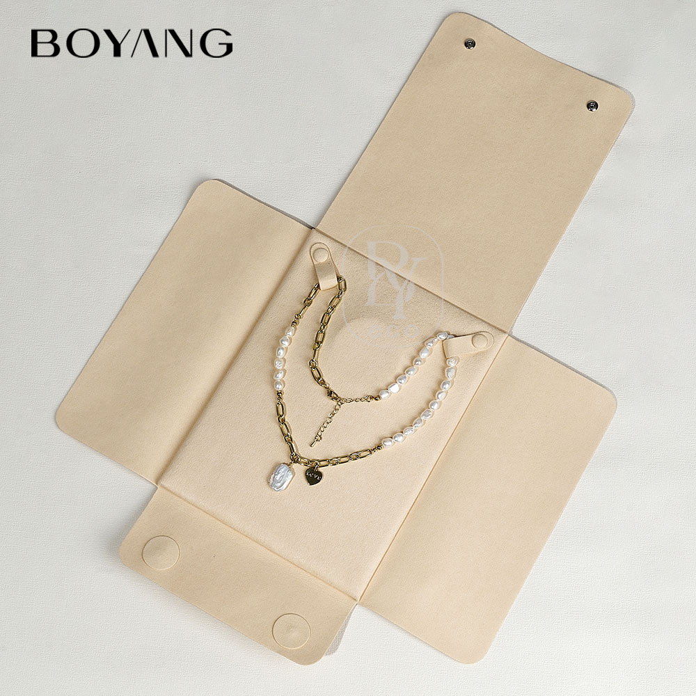 Boyang Custom Logo Luxury Microfiber Necklace Earring Ring Storage Bag Jewelry Organizer Pouch