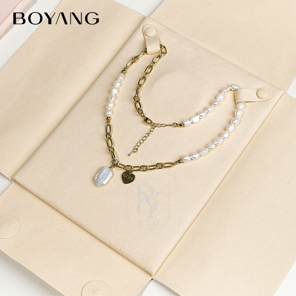 Boyang Custom Logo Luxury Microfiber Necklace Earring Ring Storage Bag Jewelry Organizer Pouch