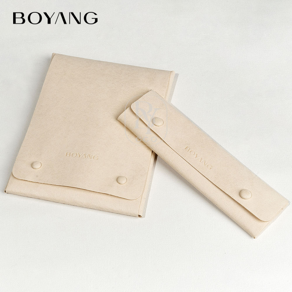 Boyang Custom Logo Luxury Microfiber Necklace Earring Ring Storage Bag Jewelry Organizer Pouch