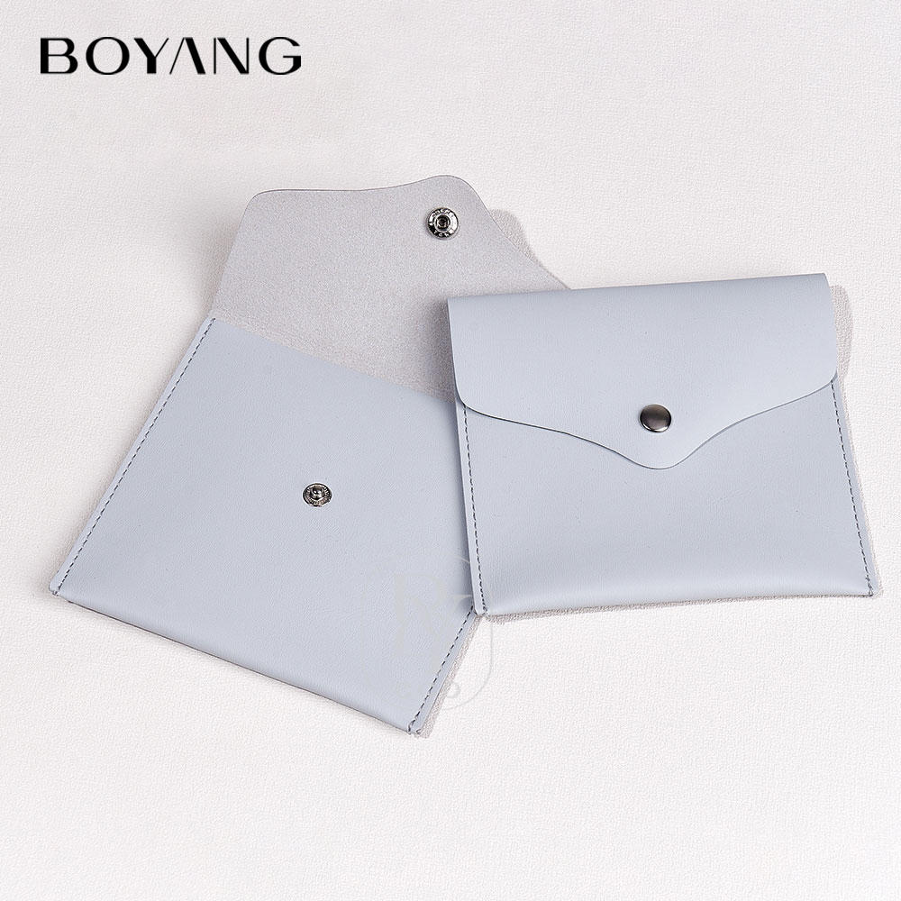 Boyang Custom Luxury Travel Microfiber Jewelry Packaging Bags Snap Button Jewelry Pouch with logo