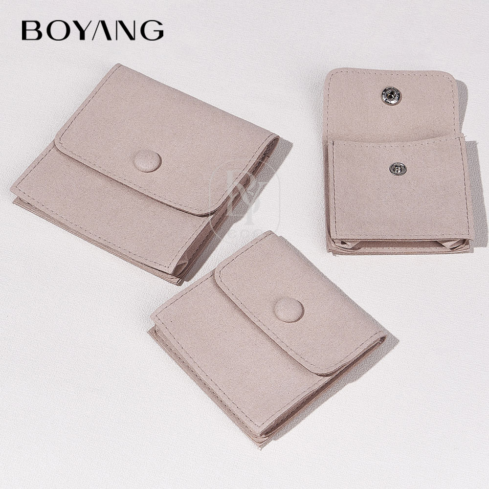 Boyang Custom Printed Small Snap Jewelry Gift Bag Multi-function Microfiber Jewelry Packaging Pouch