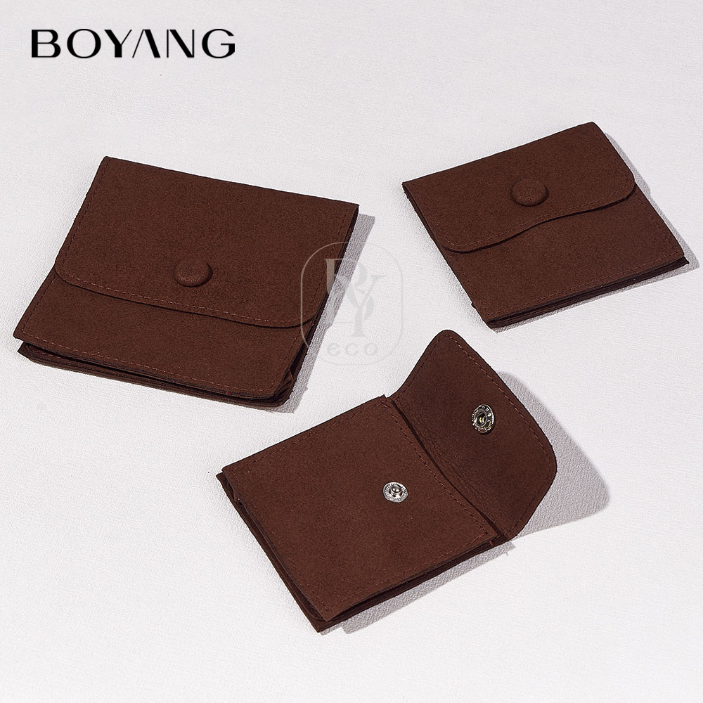 Boyang Custom Printed Small Snap Jewelry Gift Bag Multi-function Microfiber Jewelry Packaging Pouch