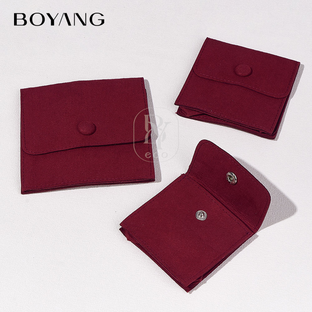 Boyang Custom Printed Small Snap Jewelry Gift Bag Multi-function Microfiber Jewelry Packaging Pouch