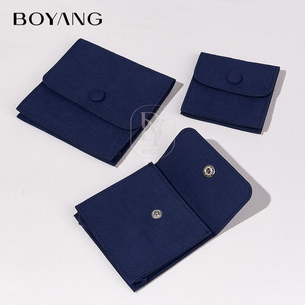 Boyang Custom Printed Small Snap Jewelry Gift Bag Multi-function Microfiber Jewelry Packaging Pouch