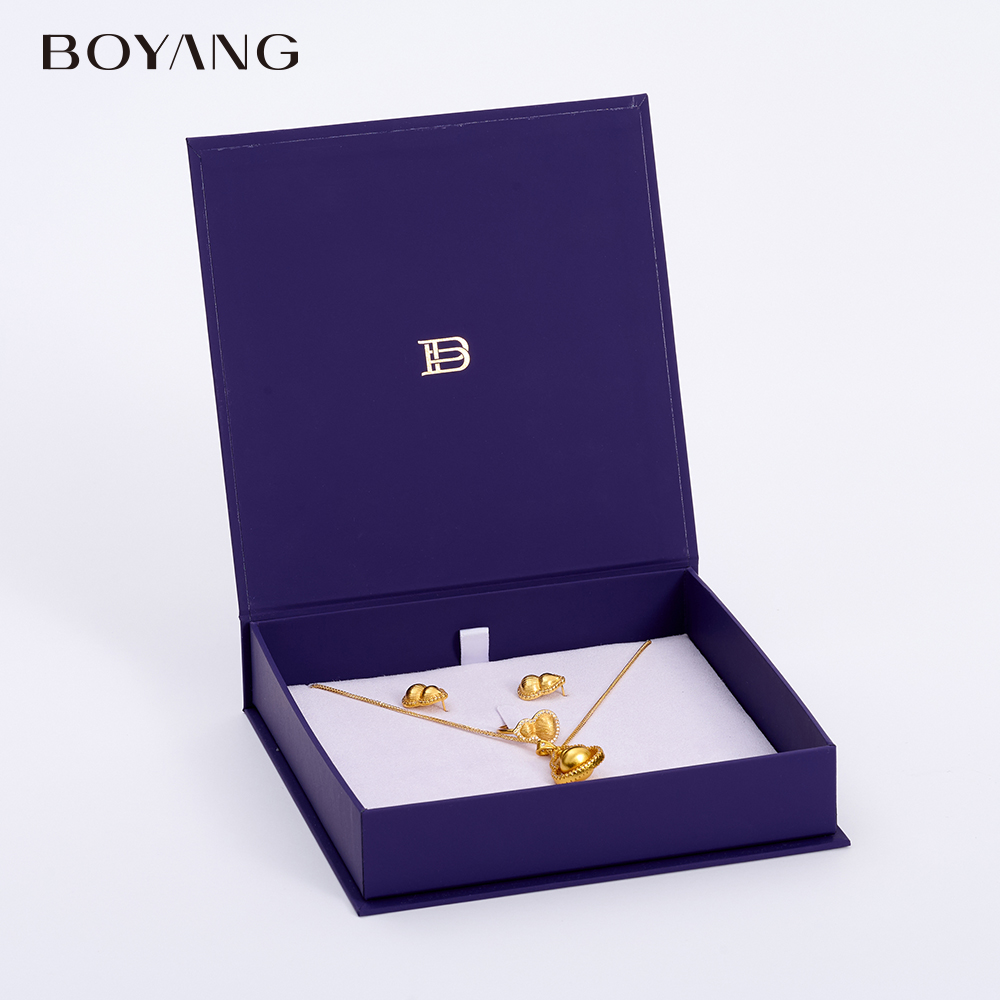 Boyang Custom Purple Paper Jewelry Packaging Box