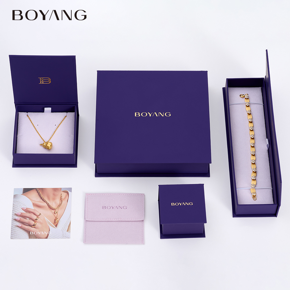 Boyang Custom Purple Paper Jewelry Packaging Box