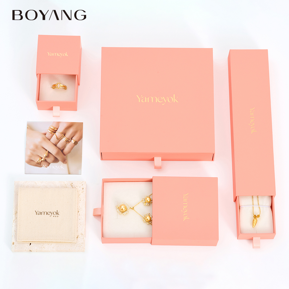 Boyang Custom Pink Drawer Jewelry Box for Women