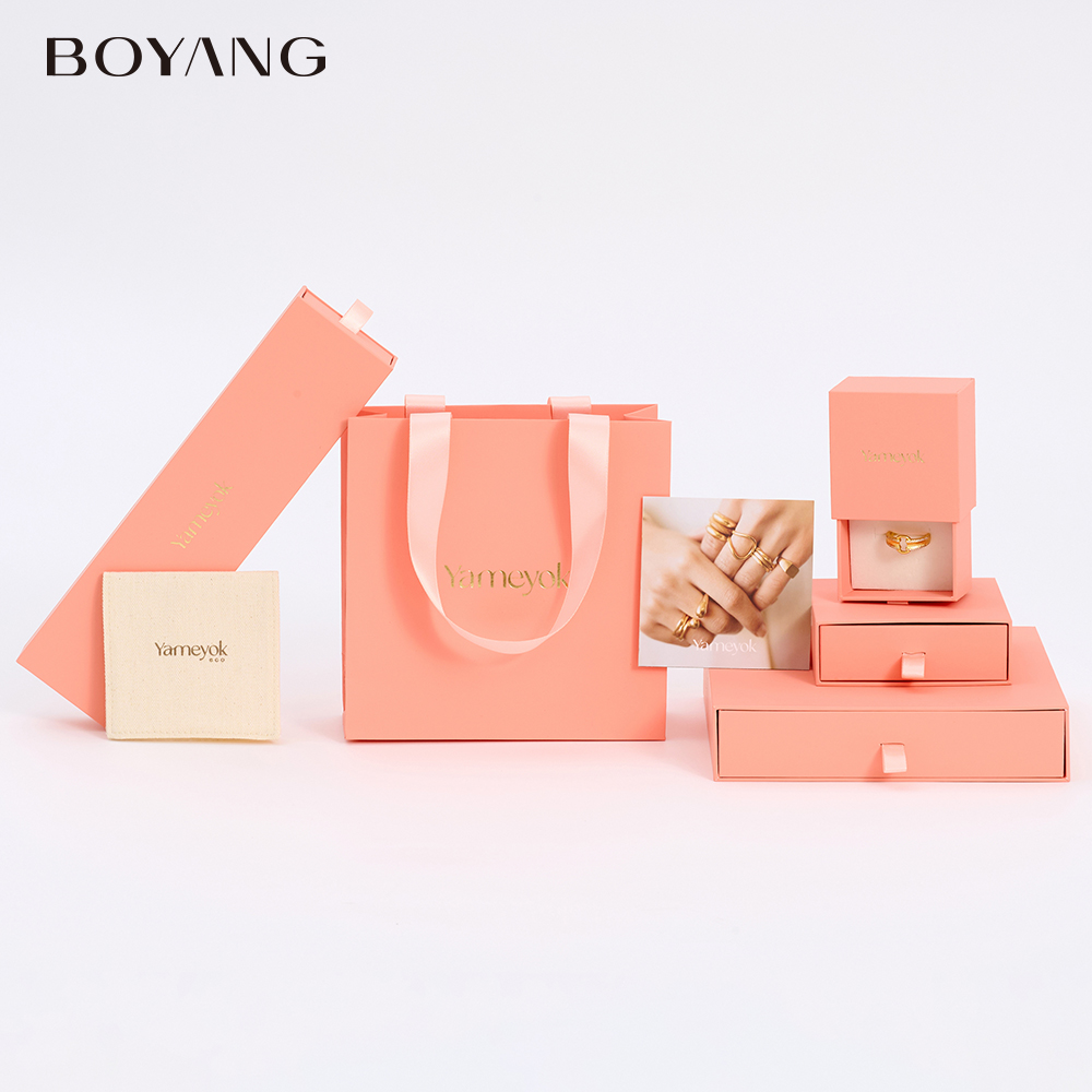 Boyang Custom Pink Drawer Jewelry Box for Women