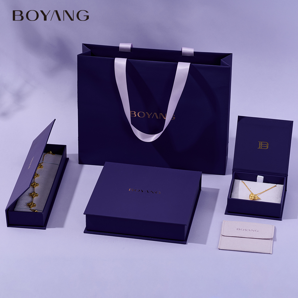 Boyang Custom Purple Paper Jewelry Packaging Box