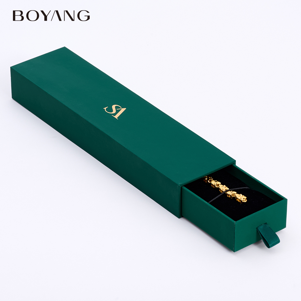 Boyang Factory Wholesale Custom Green Drawer Jewellery Box
