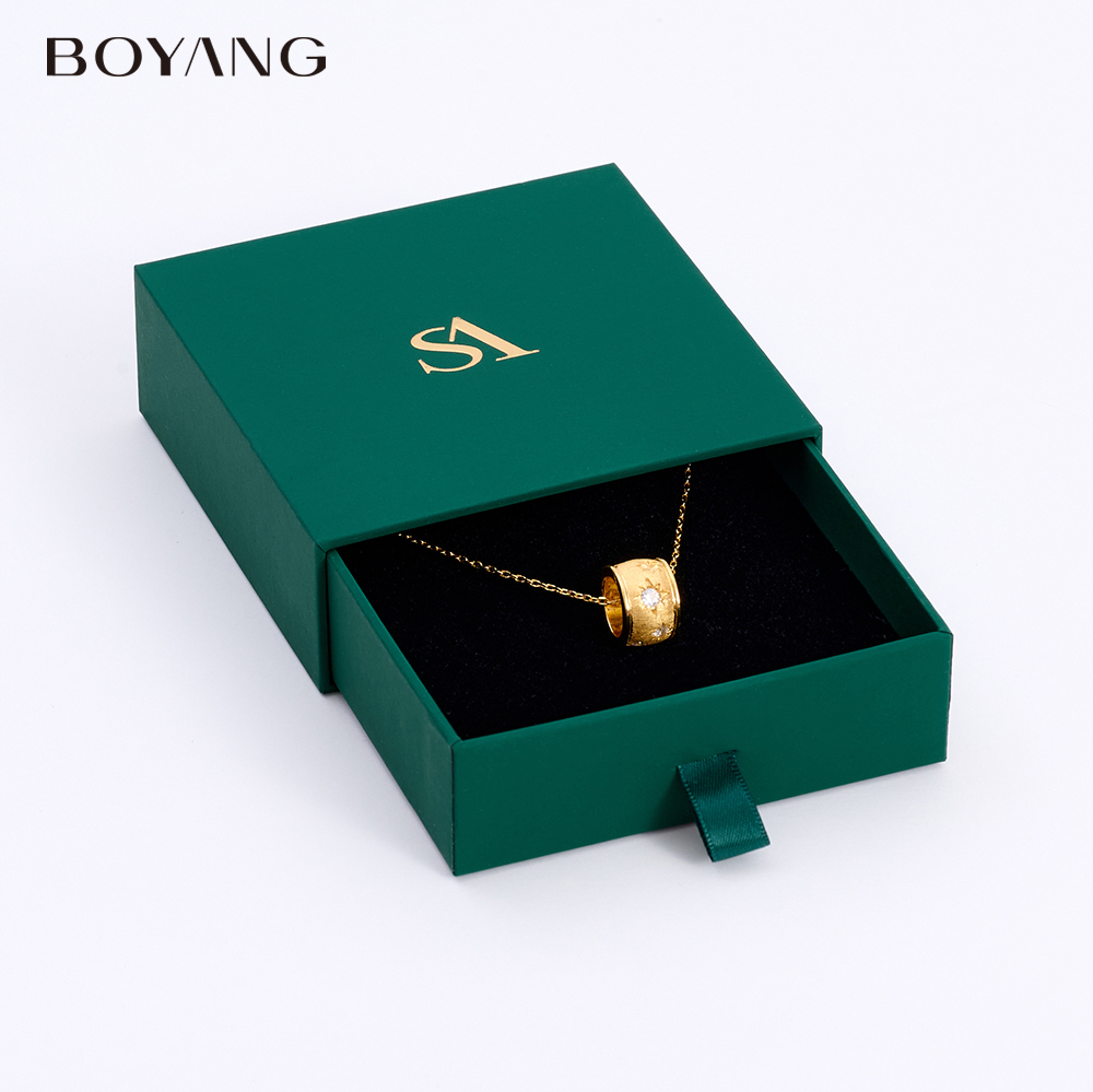 Boyang Factory Wholesale Custom Green Drawer Jewellery Box