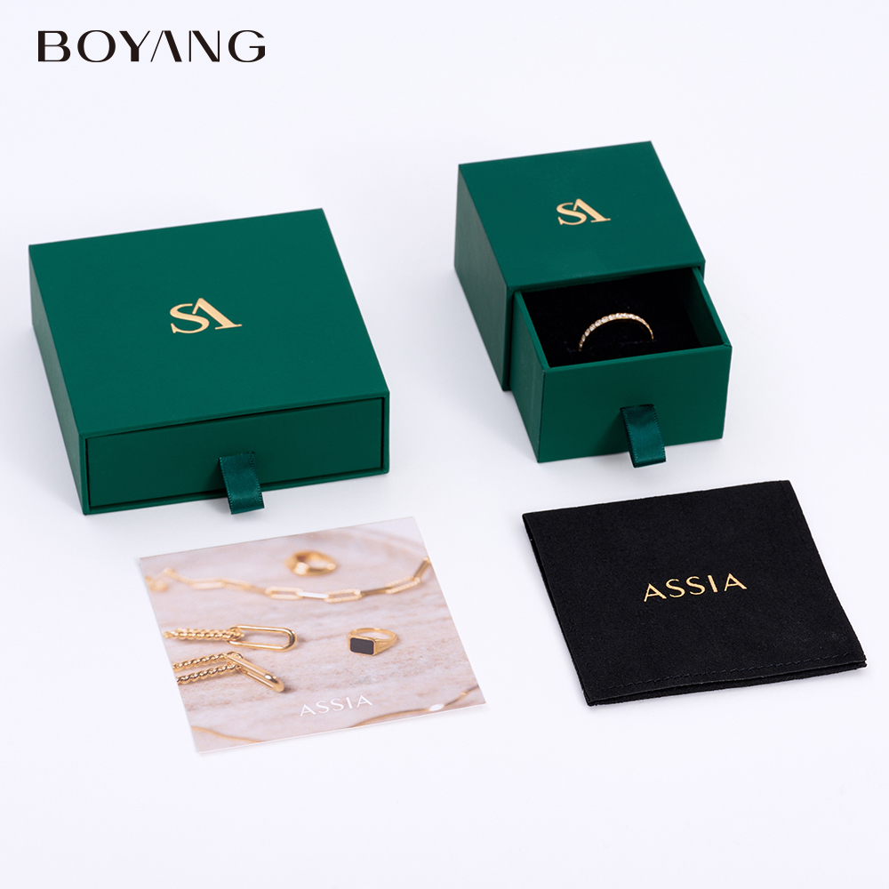 Boyang Factory Wholesale Custom Green Drawer Jewellery Box