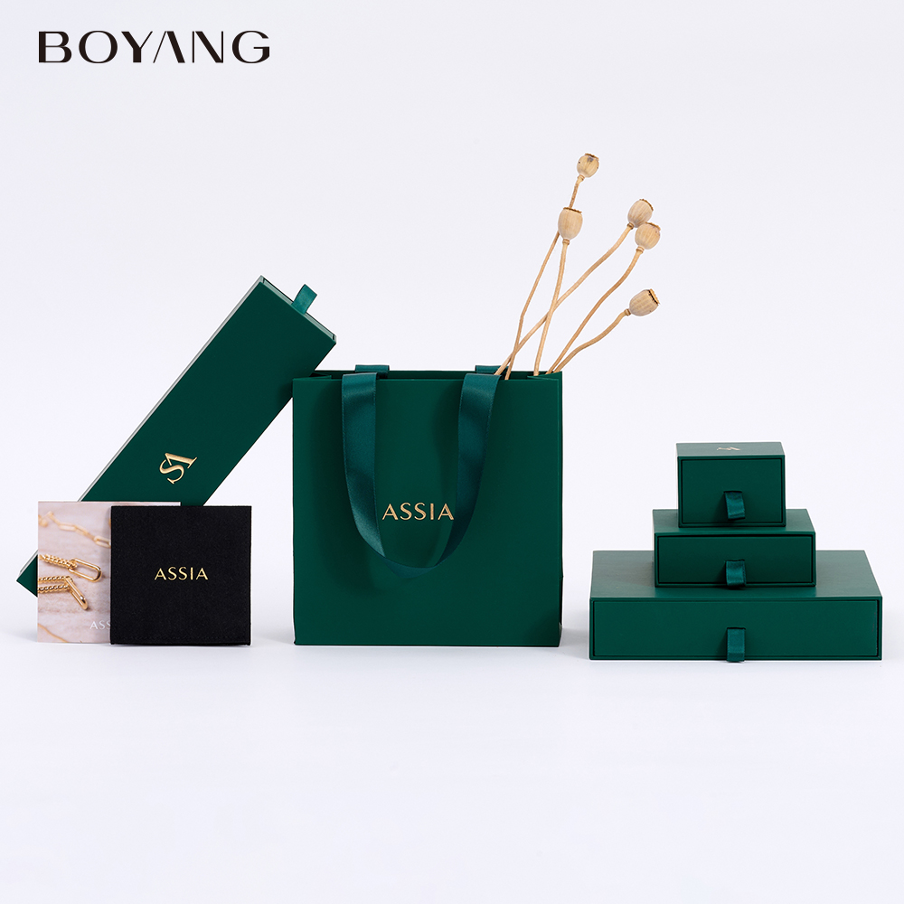 Boyang Factory Wholesale Custom Green Drawer Jewellery Box