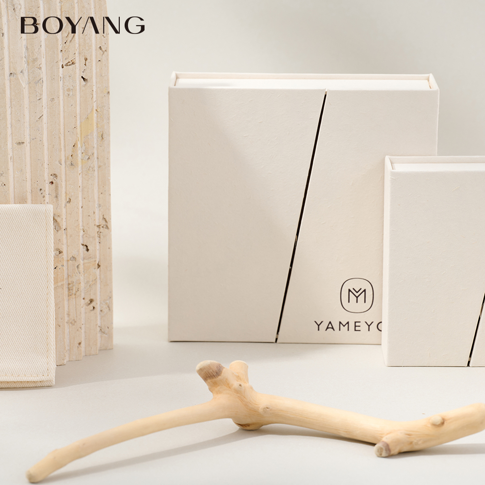 Boyang Custom Paper Double Open Door Necklace Ring Earring Jewelry Box Packaging