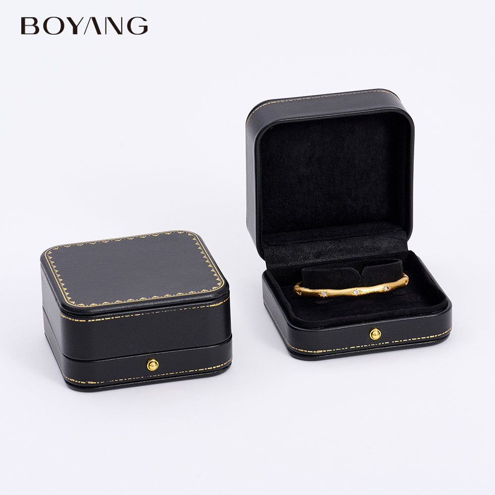 Boyang Custom Luxury Black Neckalce Ring Earring Packaging Jewelry Set Box