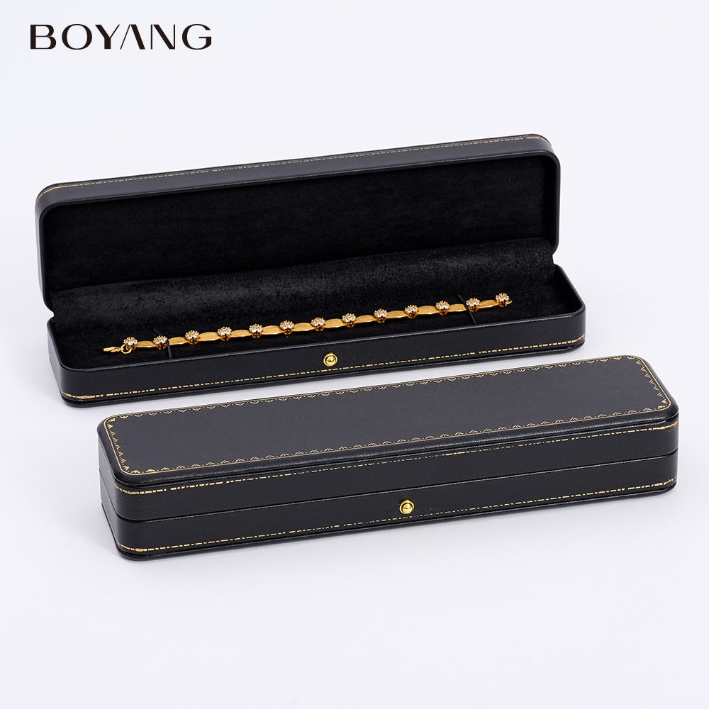 Boyang Custom Luxury Black Neckalce Ring Earring Packaging Jewelry Set Box