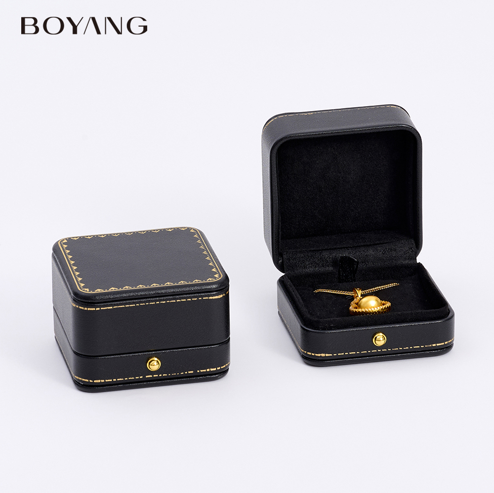 Boyang Custom Luxury Black Neckalce Ring Earring Packaging Jewelry Set Box