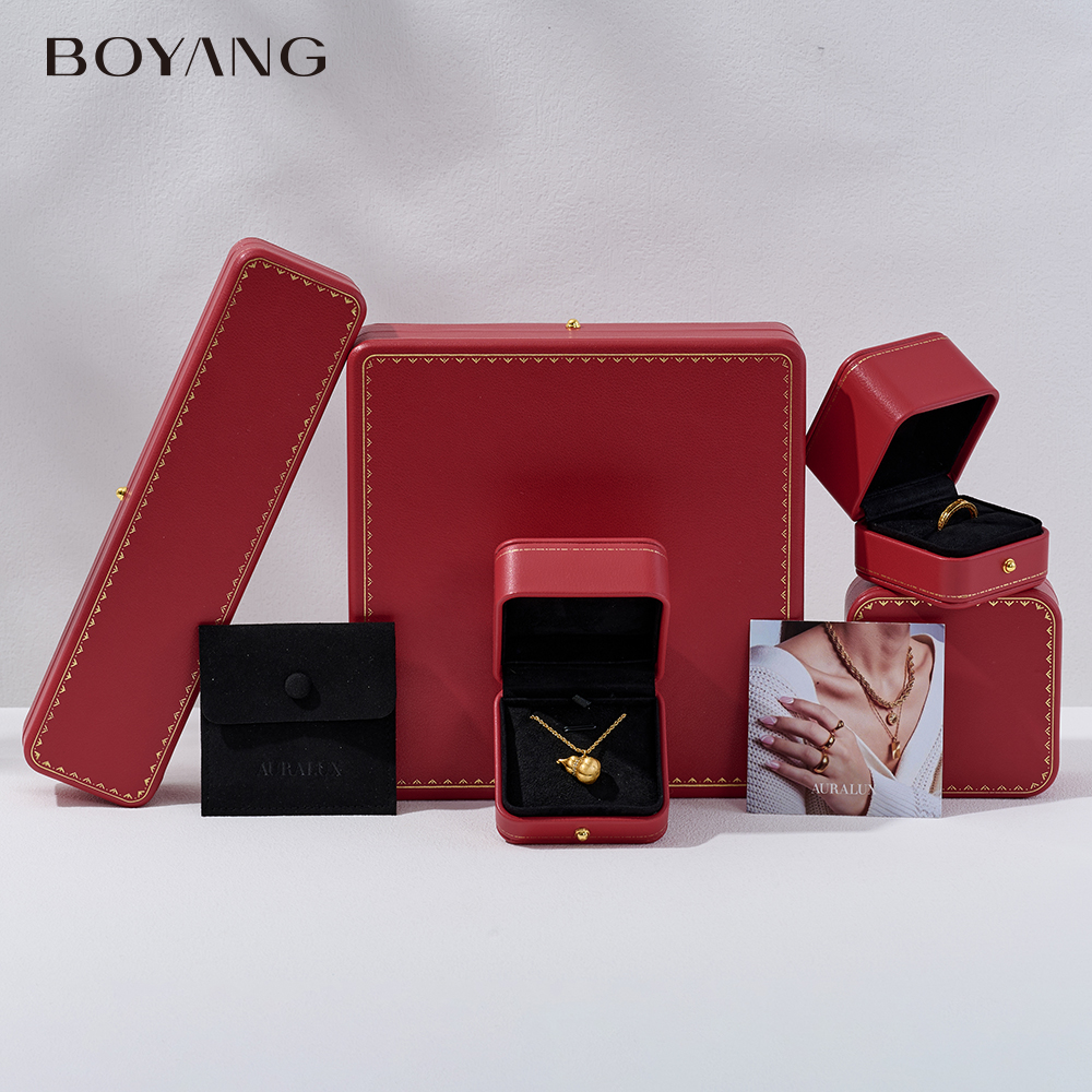 Boyang Custom Necklace Ring Earring Packaging Red High End Jewelry Box