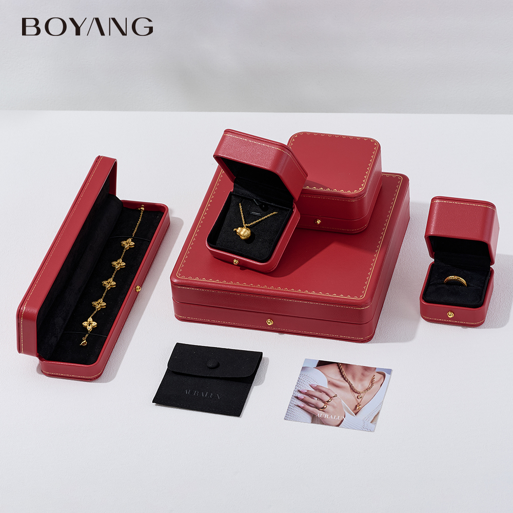 Boyang Custom Necklace Ring Earring Packaging Red High End Jewelry Box