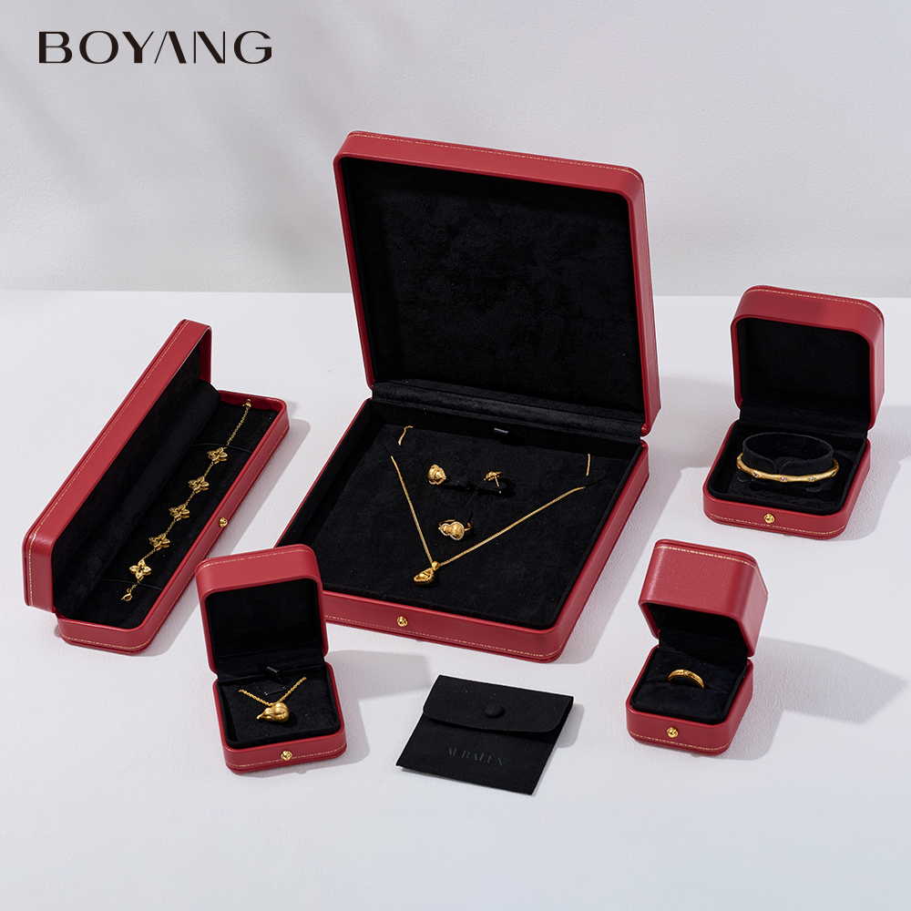 Boyang Custom Necklace Ring Earring Packaging Red High End Jewelry Box