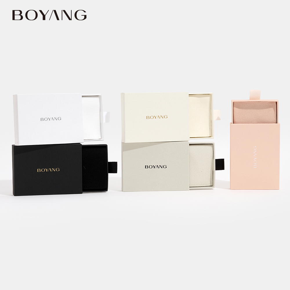 Boyang Custom Paper Drawer Ring Earring Necklace Jewelry Packaging Box 