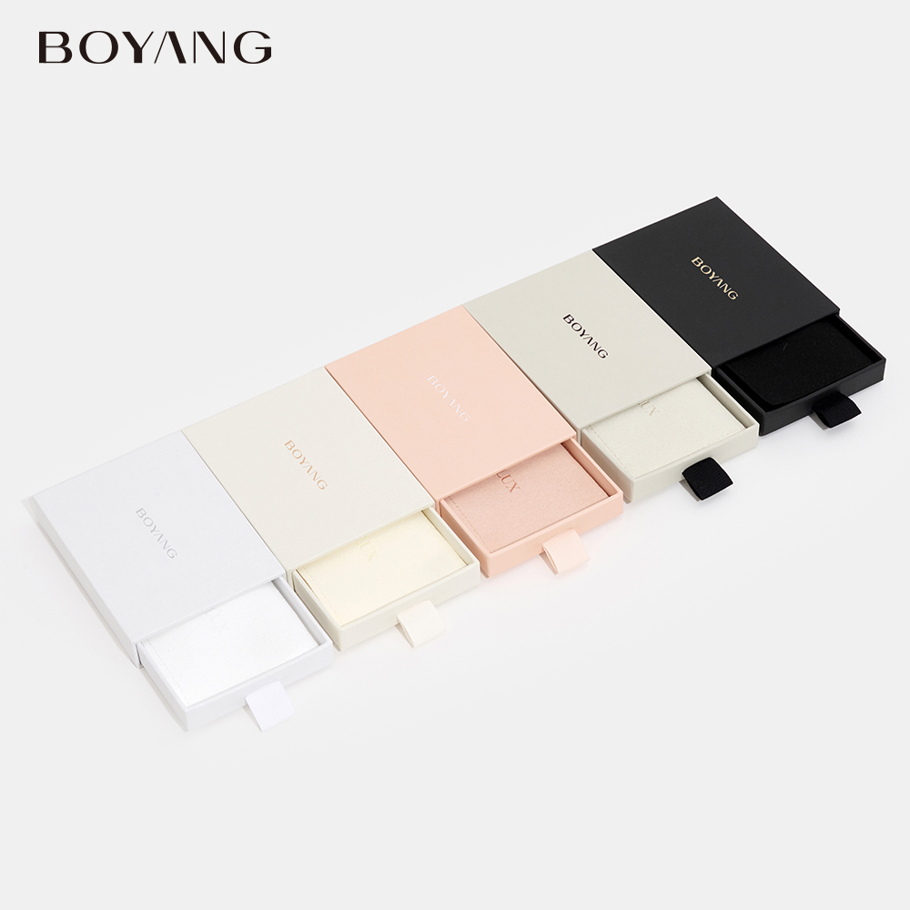 Boyang Custom Paper Drawer Ring Earring Necklace Jewelry Packaging Box 