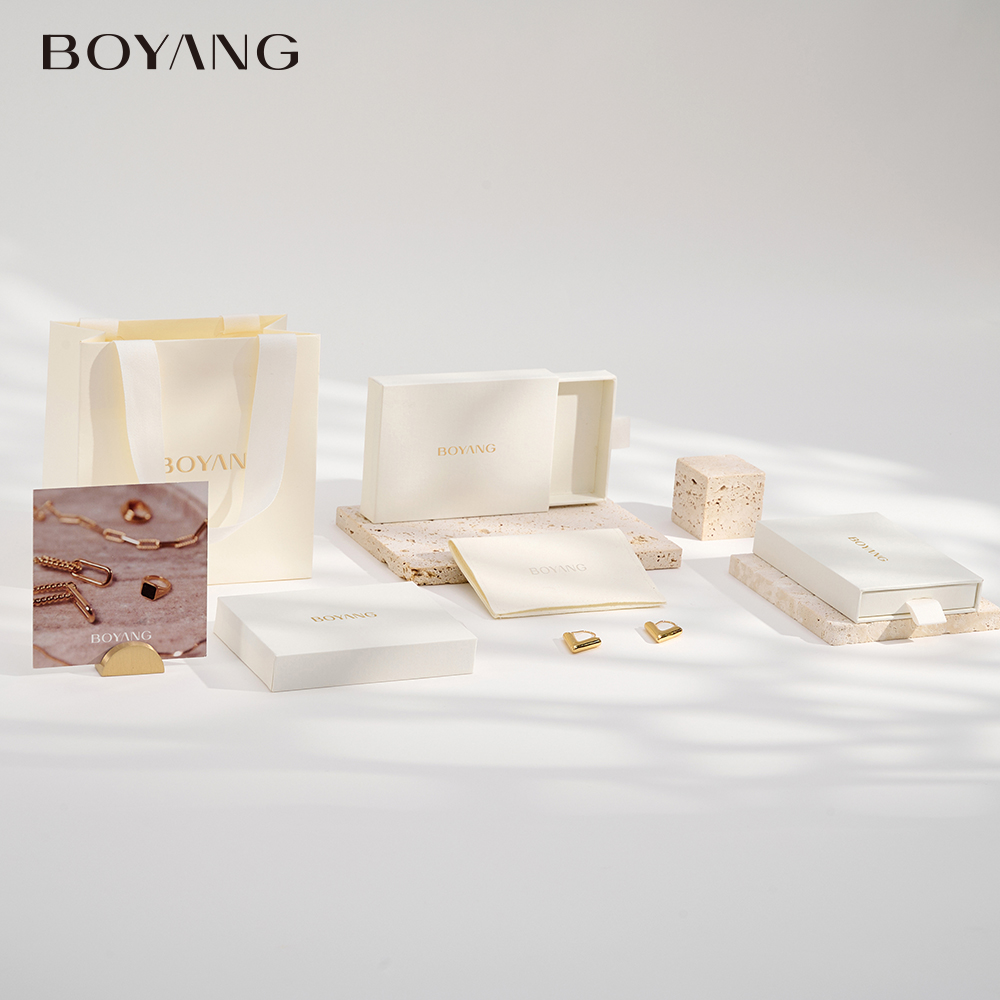 Boyang Custom Paper Drawer Ring Earring Necklace Jewelry Packaging Box 