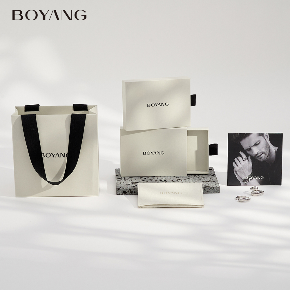 Boyang Custom Paper Drawer Ring Earring Necklace Jewelry Packaging Box 
