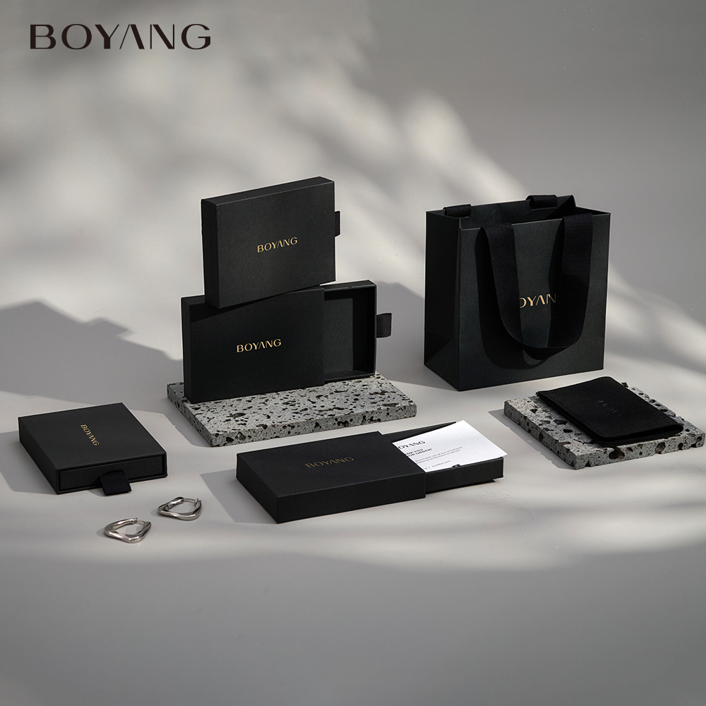 Boyang Custom Paper Drawer Ring Earring Necklace Jewelry Packaging Box 